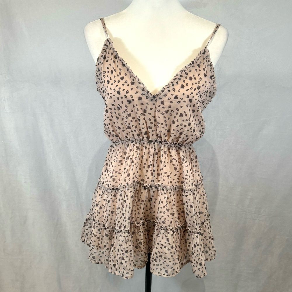 Blush Boutique cheetah animal print ruffle babydoll romper size small